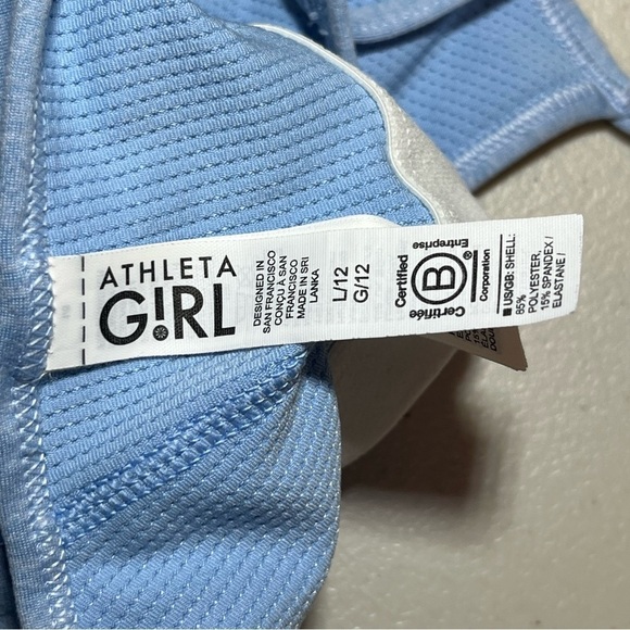 Athleta Girl Top Size Large 12 Blue Athletic Cheer Yoga Sports Cami - Picture 6 of 8